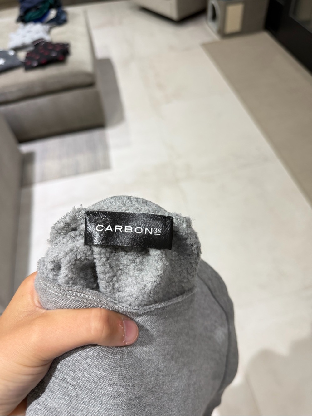 Carbon Off-Shoulder Sweatshirt in Light Gray - Picture 5 of 6